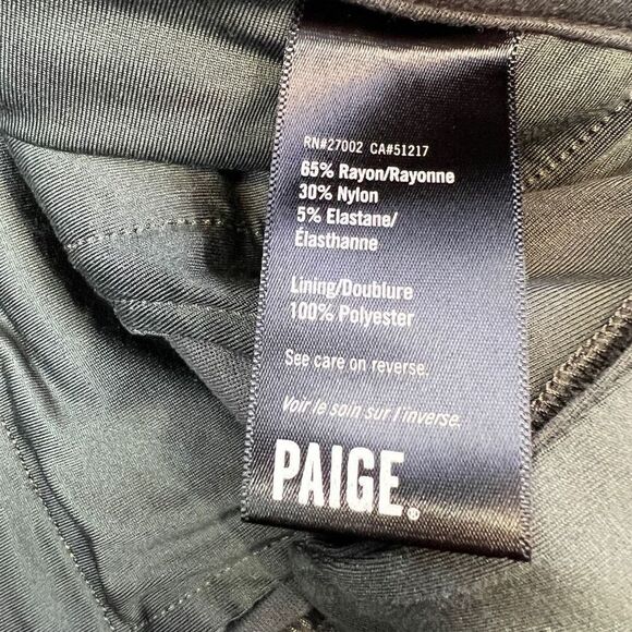 Paige Men's Flat Front Slim Fit Stretch Straight Leg Dress Pants Gray Size 29 - Picture 5 of 6